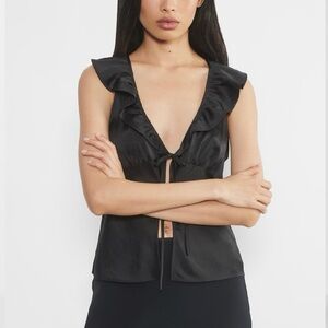 Wilfred Black Ruffled Tie Front Blouse